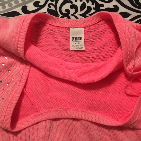 PINK off shoulder jeweled sweater - Picture 3 of 5
